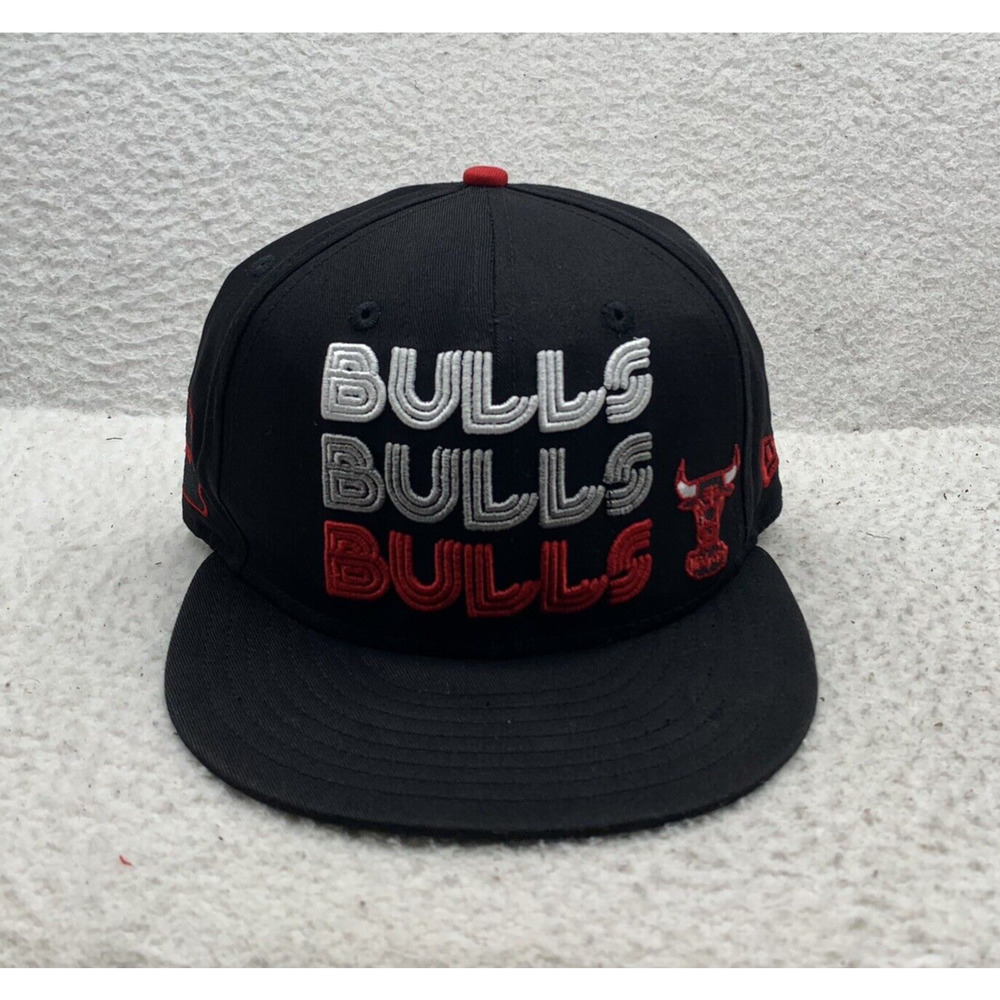 New Era Chicago Bulls Snapback‎ Hat M/L Black Red Hardwood Classic 9Fifty NBA